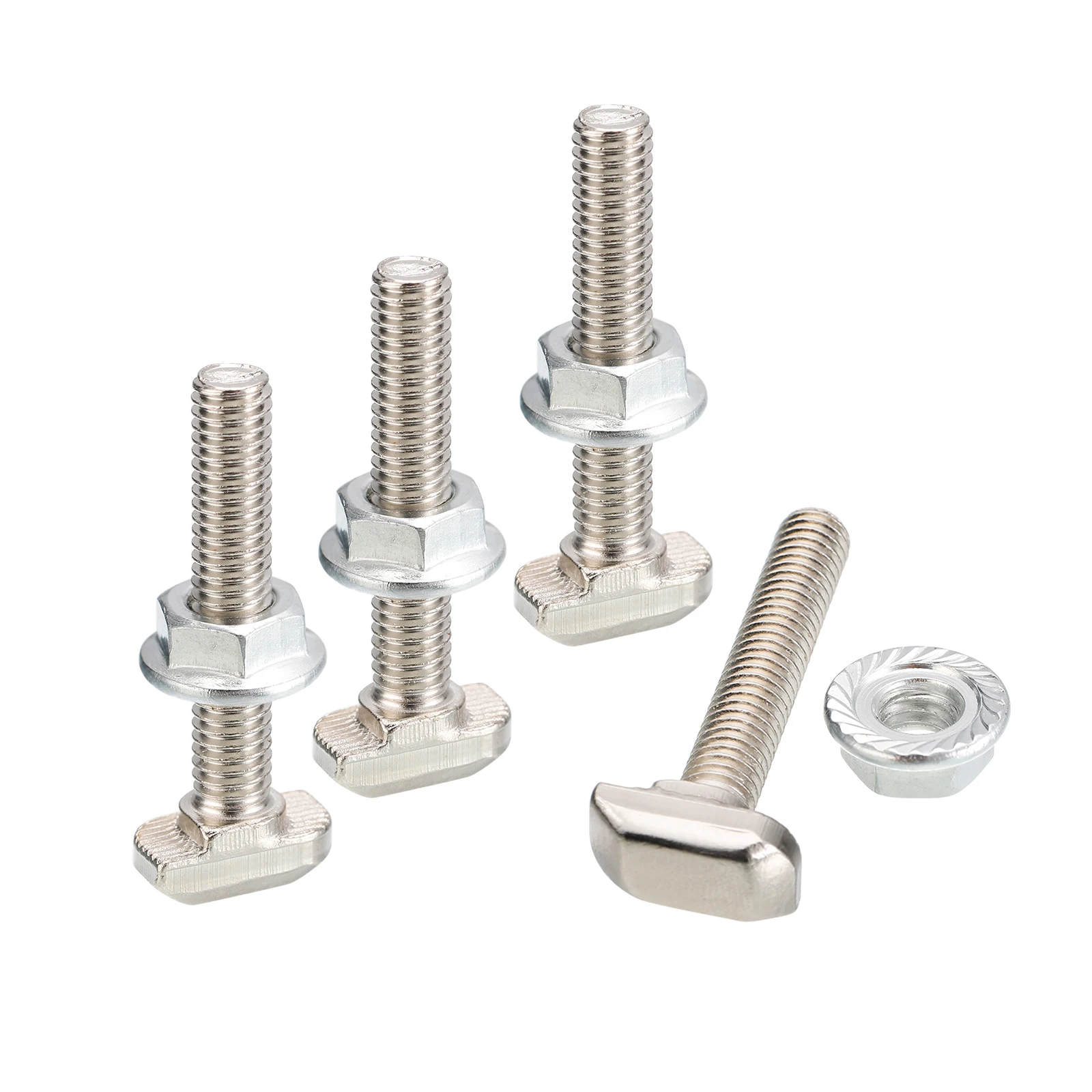Uxcell M6x20mm M6x35mm T Slot Drop-in Bolt M6 Hexagon Flange Nut Set for Aluminum Alloy T-slot Tracks
