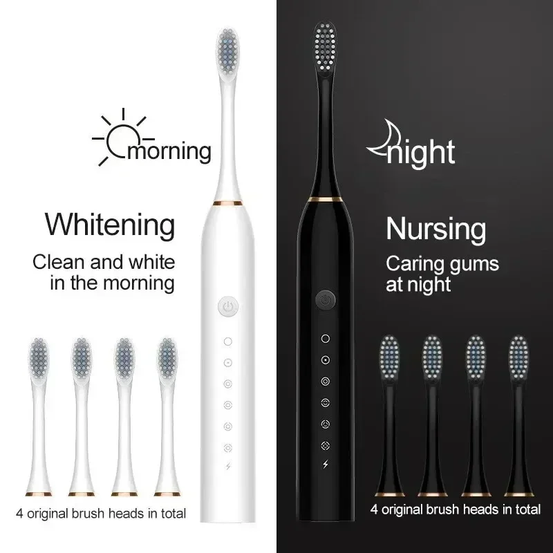 Xiaomi Six Speed Mode Electric Ultrasonic Toothbrush Home Soft Hair Waterproof USB Charge Tooth Cleaner Automatic Couple Set New