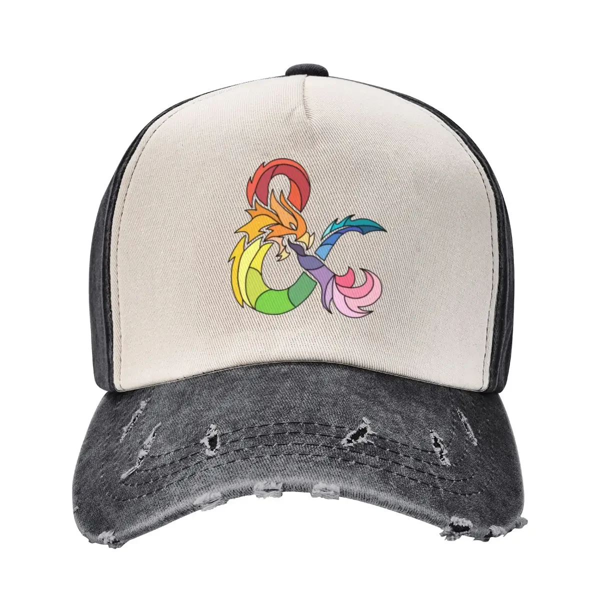 

Rainbow Ampersand Dragon Baseball Cap men's big size hat Big Size Hat black Baseball For Men Women's