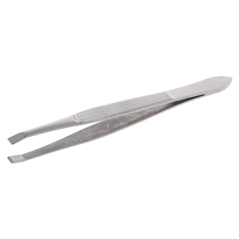 Professional Stainless Steel Eyebrow Hair Removal Tweezer Flat Tip Tool New