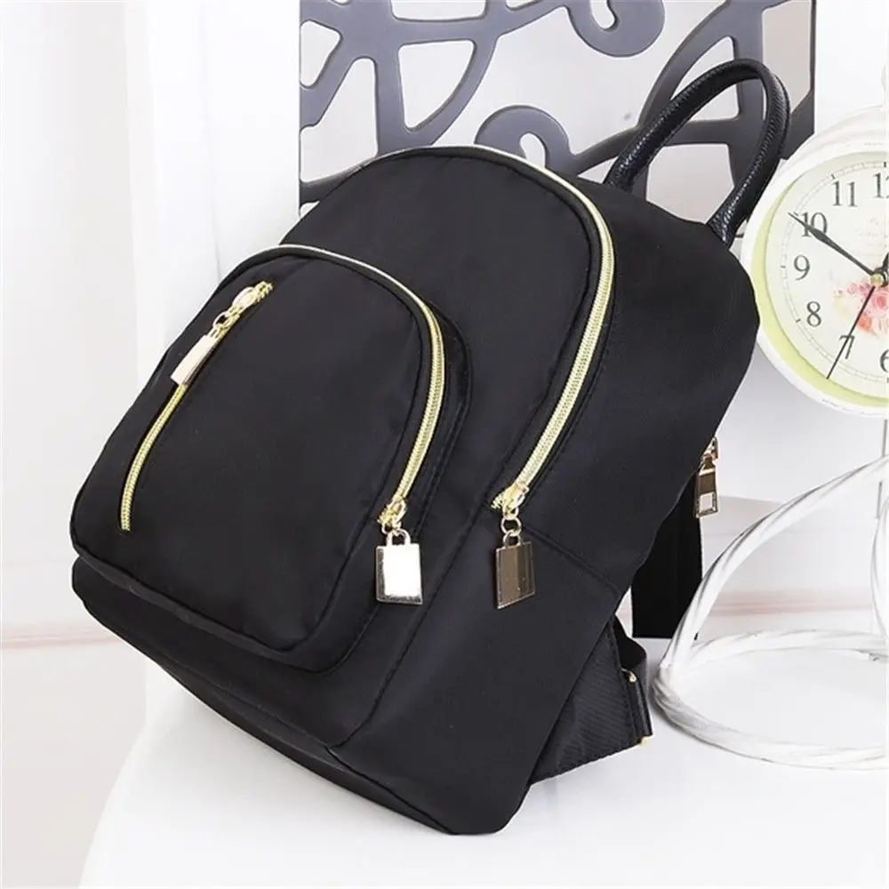 Cute Black Women's Mini Backpack Girl Purse Oxford Daypack Shoulder Bag