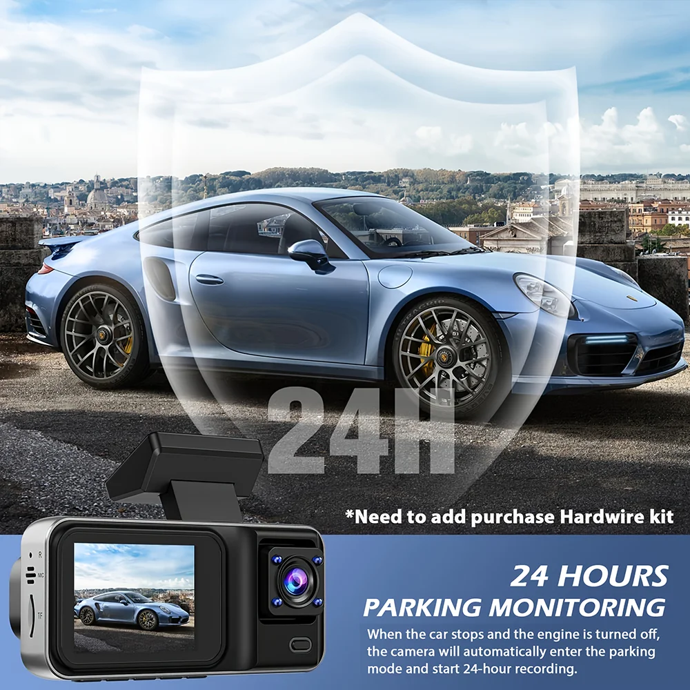 ZKCAMSPY Dash Camera 3 Channel WiFi Dash Cam Black Box G-Sensor 24h Parking Monitor Motion Detection Loop Record Car DVR Camera