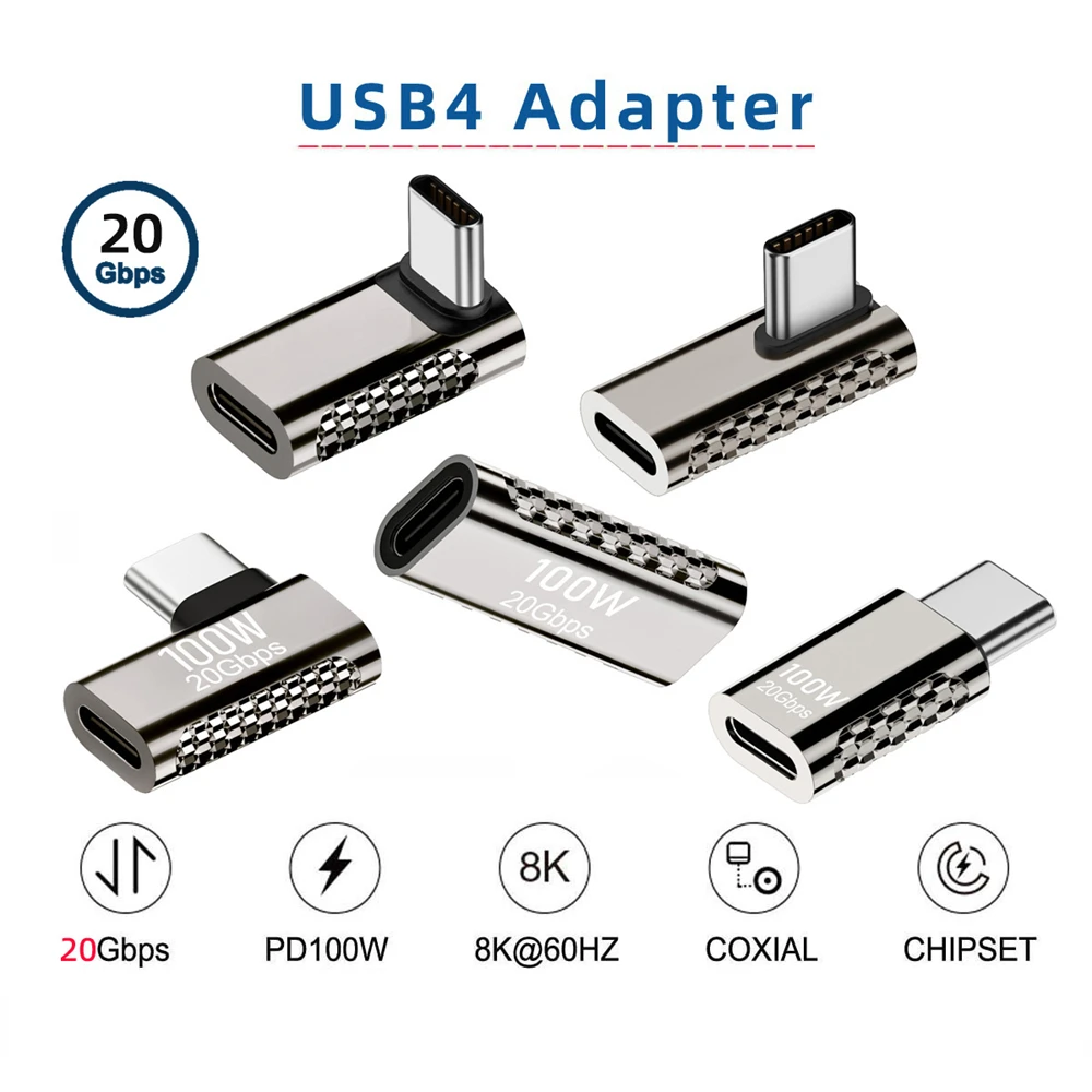 CableCC Angled USB4 Type C 100W Power 20Gbps Data 8K Video Adapter for Laptop Phone