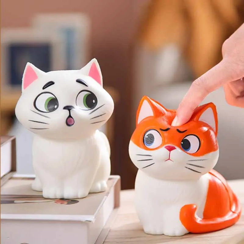 Chat mignon de dessin animé en PU, jouets à rebond lent, ornements de bureau créatifs, jouet de décompression pour enfants, meilleurs cadeaux, pincement de musique, jouet Fidget