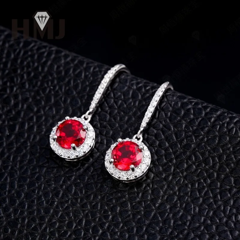 Ohrringe Rubin Smaragd Laborgezüchtete Edelsteine Herzschliff 925 Silber Vergoldet mit 18K Gold Luxuriöser Trendiger Vintage Feiner Schmuck Charms – Detail 16
