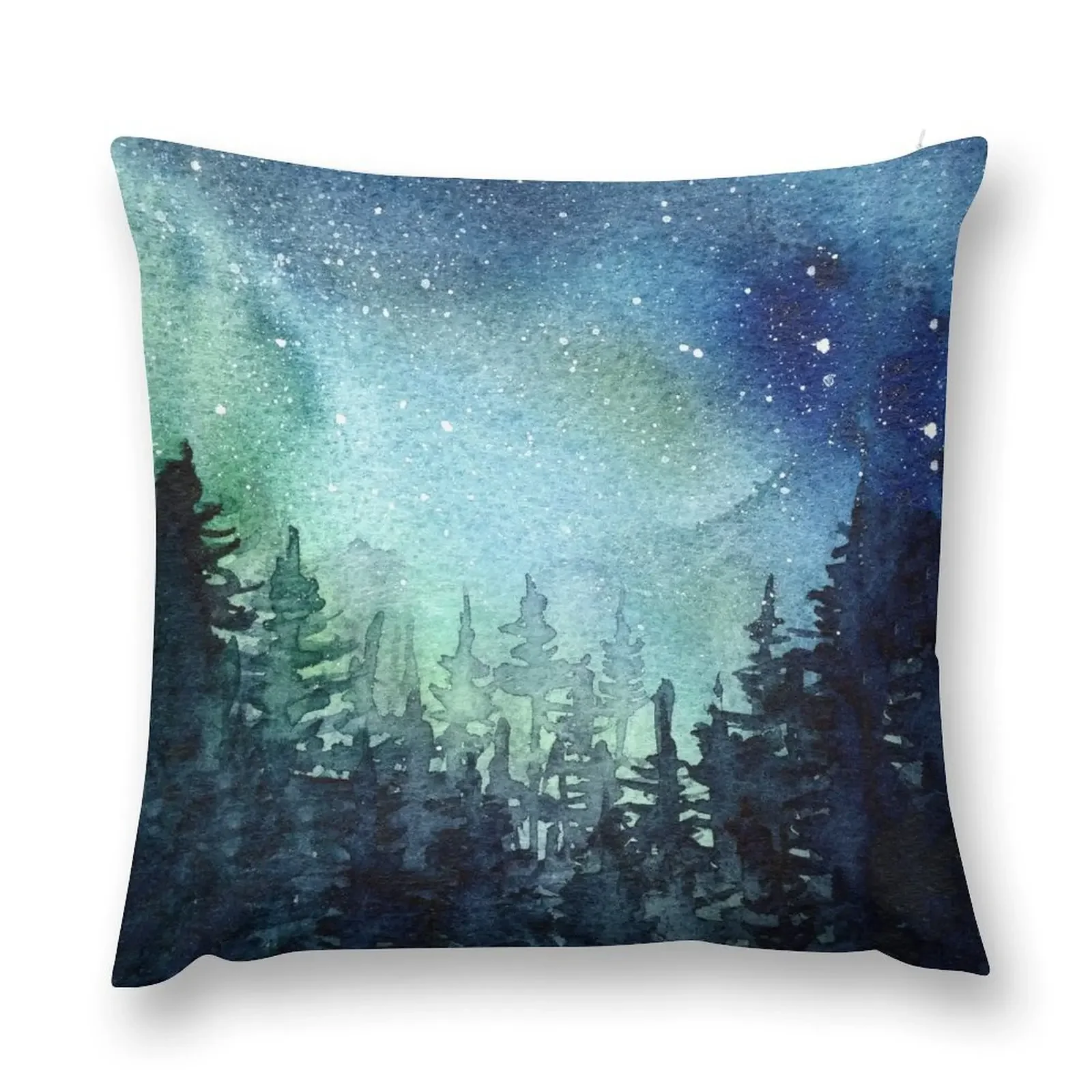 Watercolor Galaxy Nebula Aurora Northern Lights Painting Throw Pillow Sofa Cover Luxury Cushion Cover Ornamental Pillow pillow