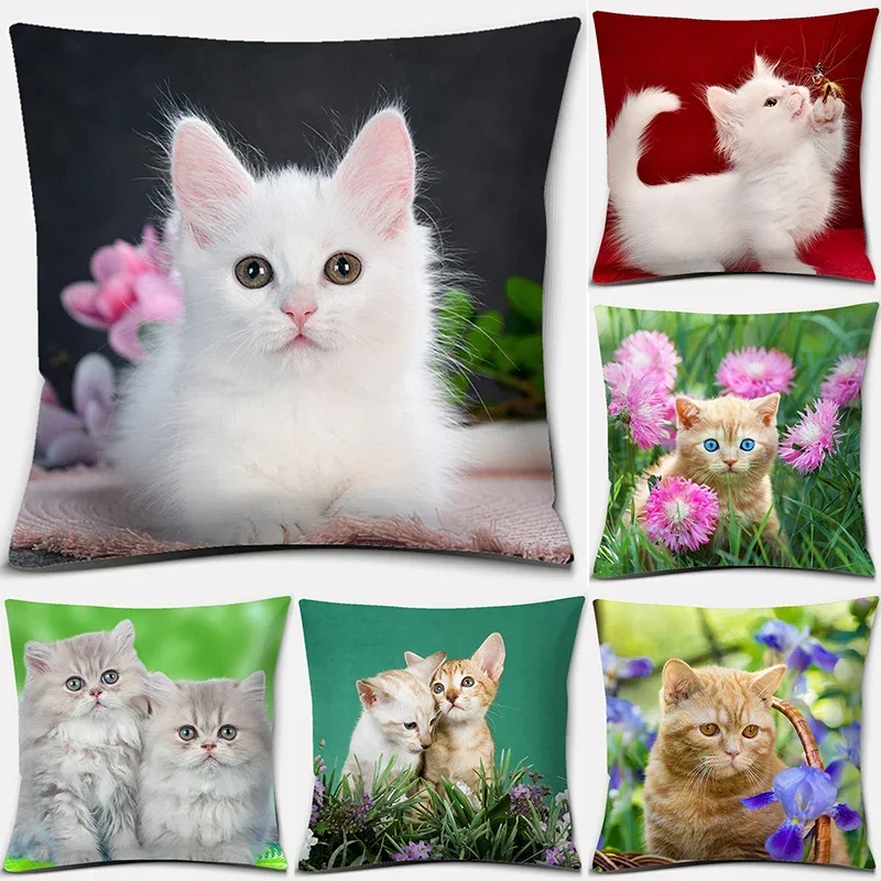 45x45cm Cute  Cat Series Decorative Pillowcase Living Room Sofa Office Seat Cushion Cover Home Decoration Hold