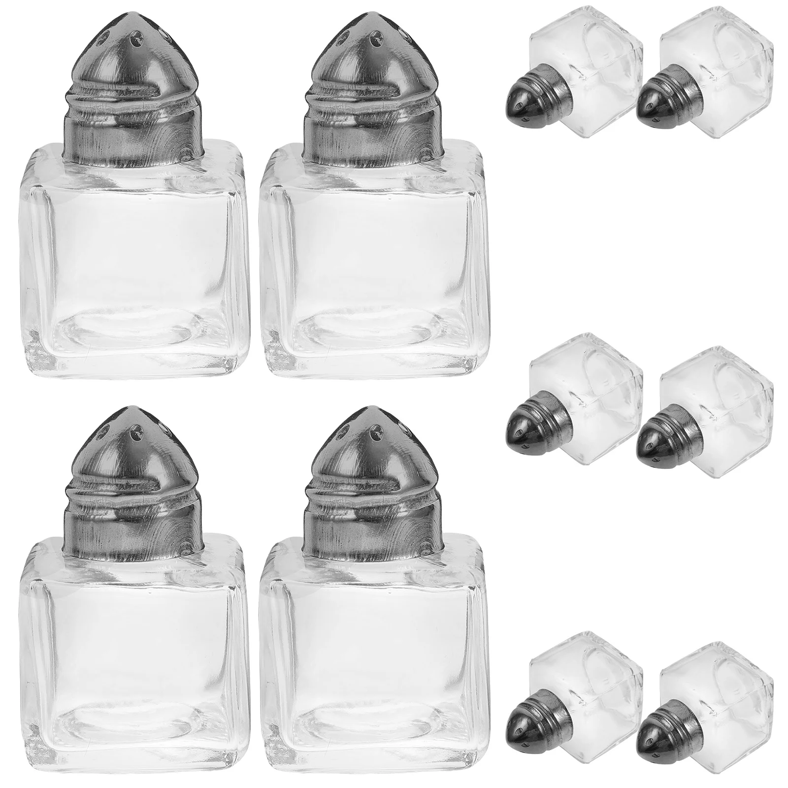 10 Pcs Seasoning Shaker Bottle Dispenser Mini Spice Jar Storage Container Set Glass Salt Transparent Travel