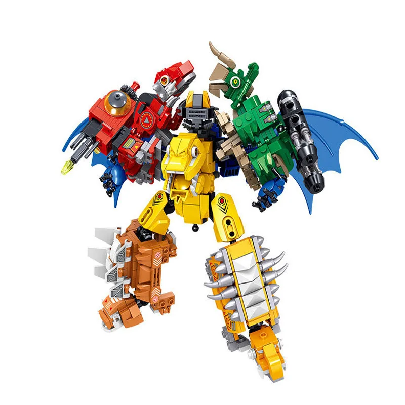 Dinosaur Transformation Robot Building Blocks Assemble Deformation Dino World Construction Set Figures Bricks Educational Toys