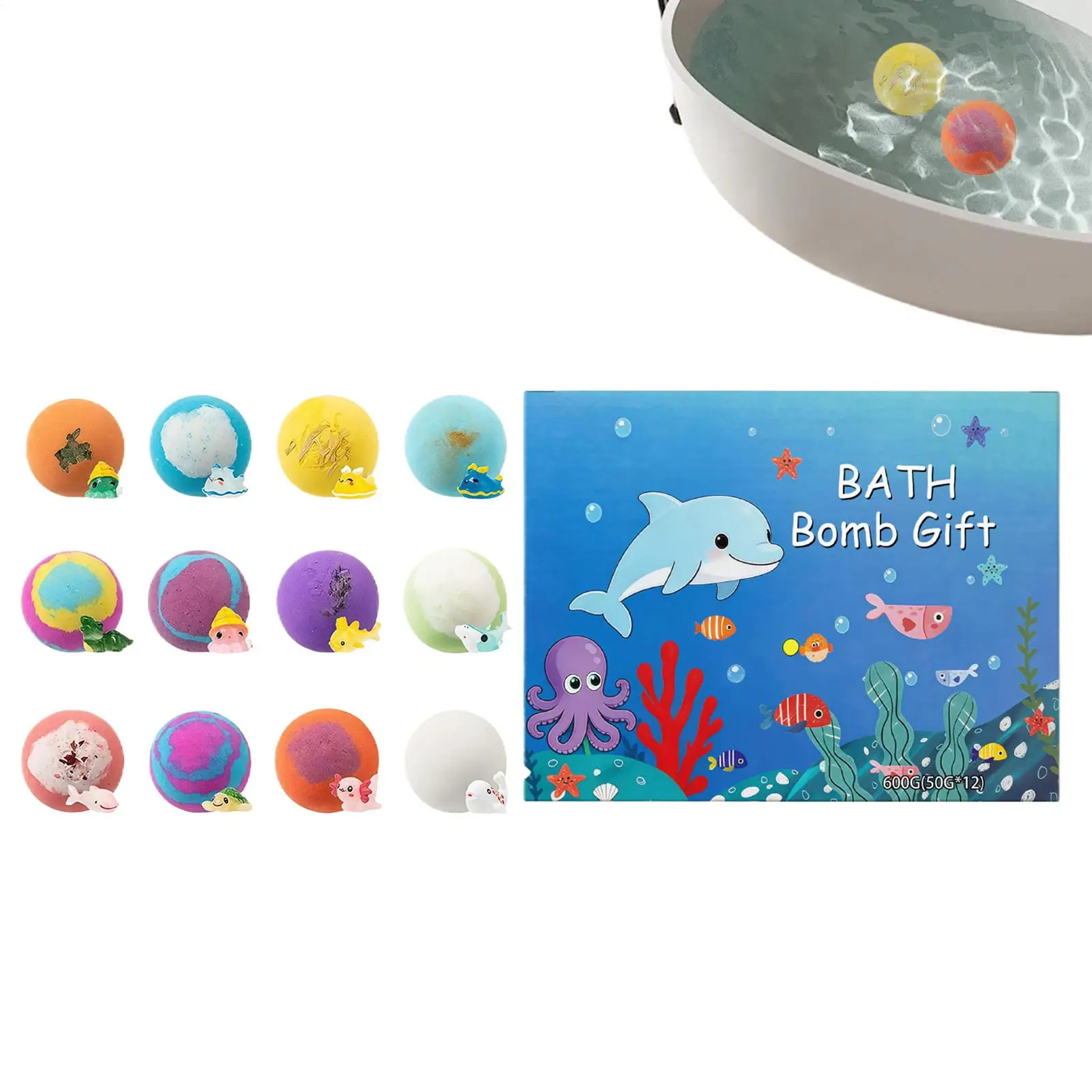 Bath Balls with Toys Inside 12 Pieces Body Washing Fizzy Bath Salt Balls for adult kids Birthday Holiday Playdates Summer Travel