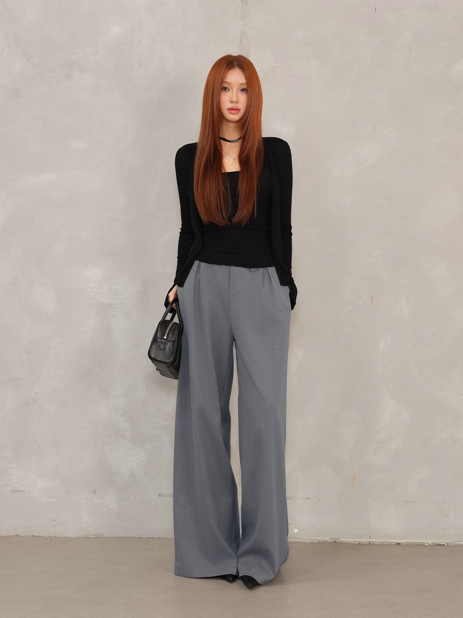 

FORNIYOYO Parisian Writer Vintage Wide Leg Suit Pants with Belt Ladies High Waist Polyester Blend Comfortable Casual Trousers