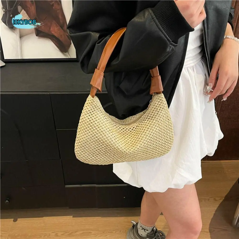 

Fashion Summer Weave Straw Bag New Leisure Straw Shoulder Bag Boho Casual Beach Handbag Women