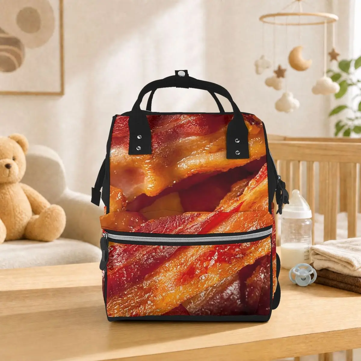 Crispy Bacon Texture Meat Lovers Student Backpack School Bag Hiking Travel Daypack for Men Women Bookbag Shoulder Bags