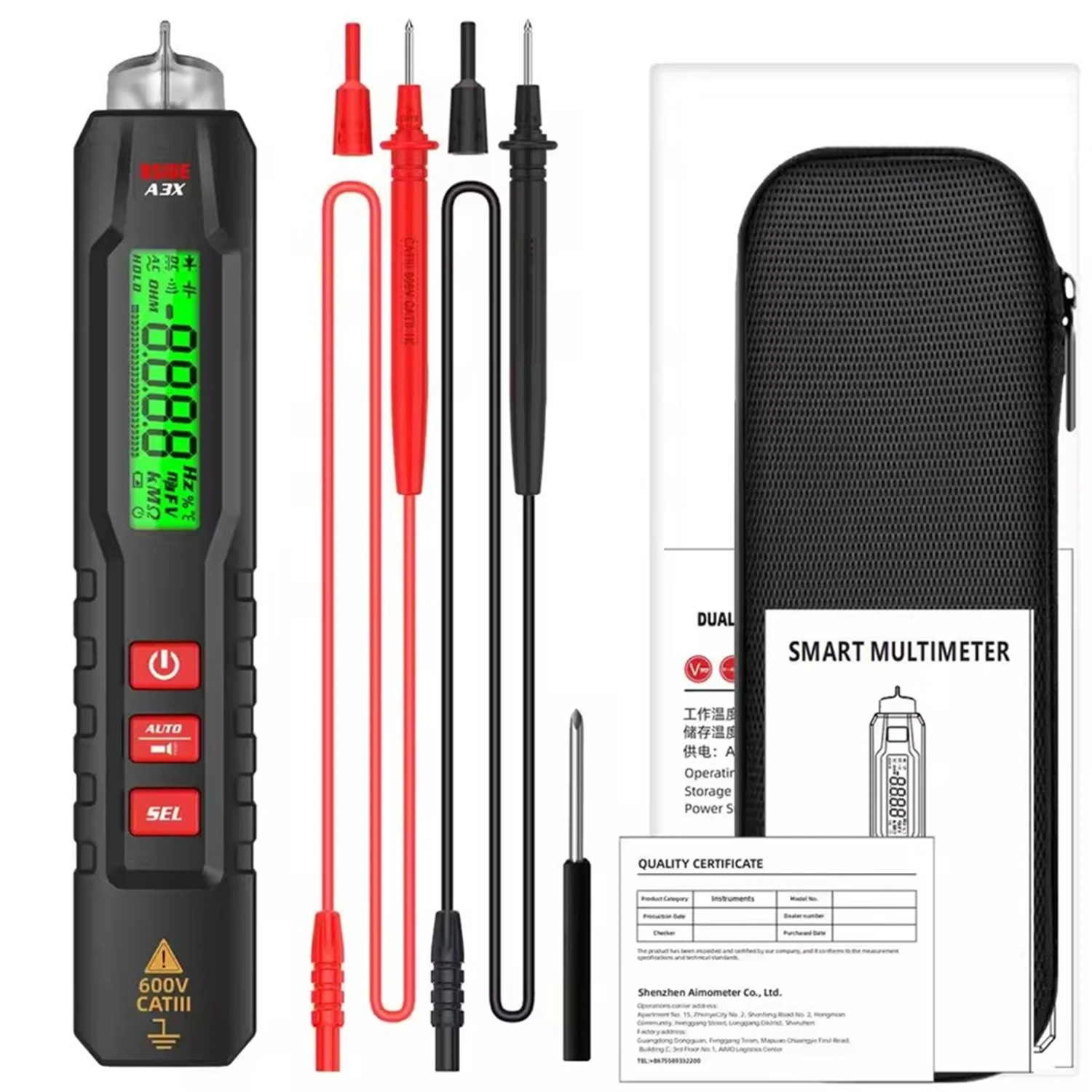

BSIDE A3X Voltage Tester Detector, Capacitance Diode Non-Contact AC Sensor Pen Live Wire Check Breakpoint Locate V-Alert Tester