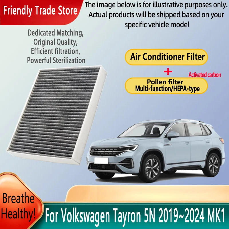 

Автомобильные аксессуары для Volkswagen Tayron 5N 2019 ~ 2024 23, фильтр для кондиционера, салонный фильтр с комплектом для замены активированного угля