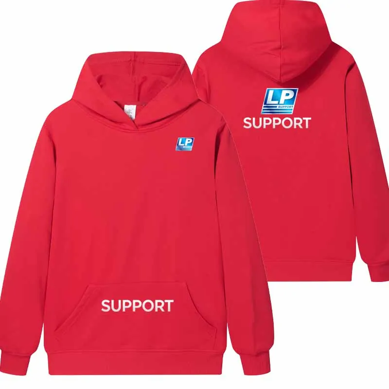 LP SUPPORT logo2026 Men's Long-Sleeved Hooded Sweatshirt with Personalized Print - Street Style Hoodie for Casual Sportswear