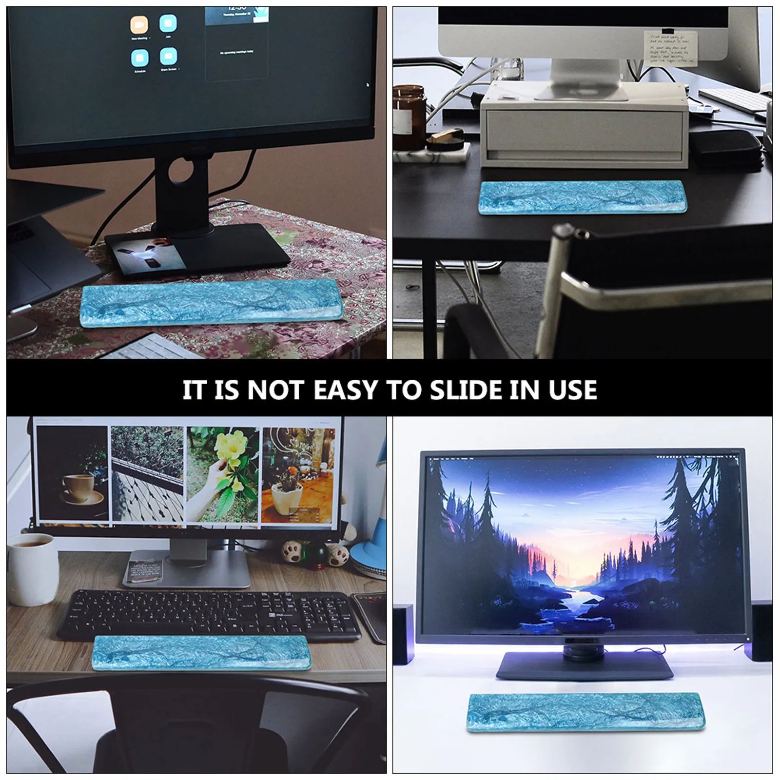 Ergonomic Blue Epoxy Resin Keyboard Wrist Support Pad Comfortable Cushion for Computer Gaming Laptop Keyboard Wrist Rest Pad - view 5
