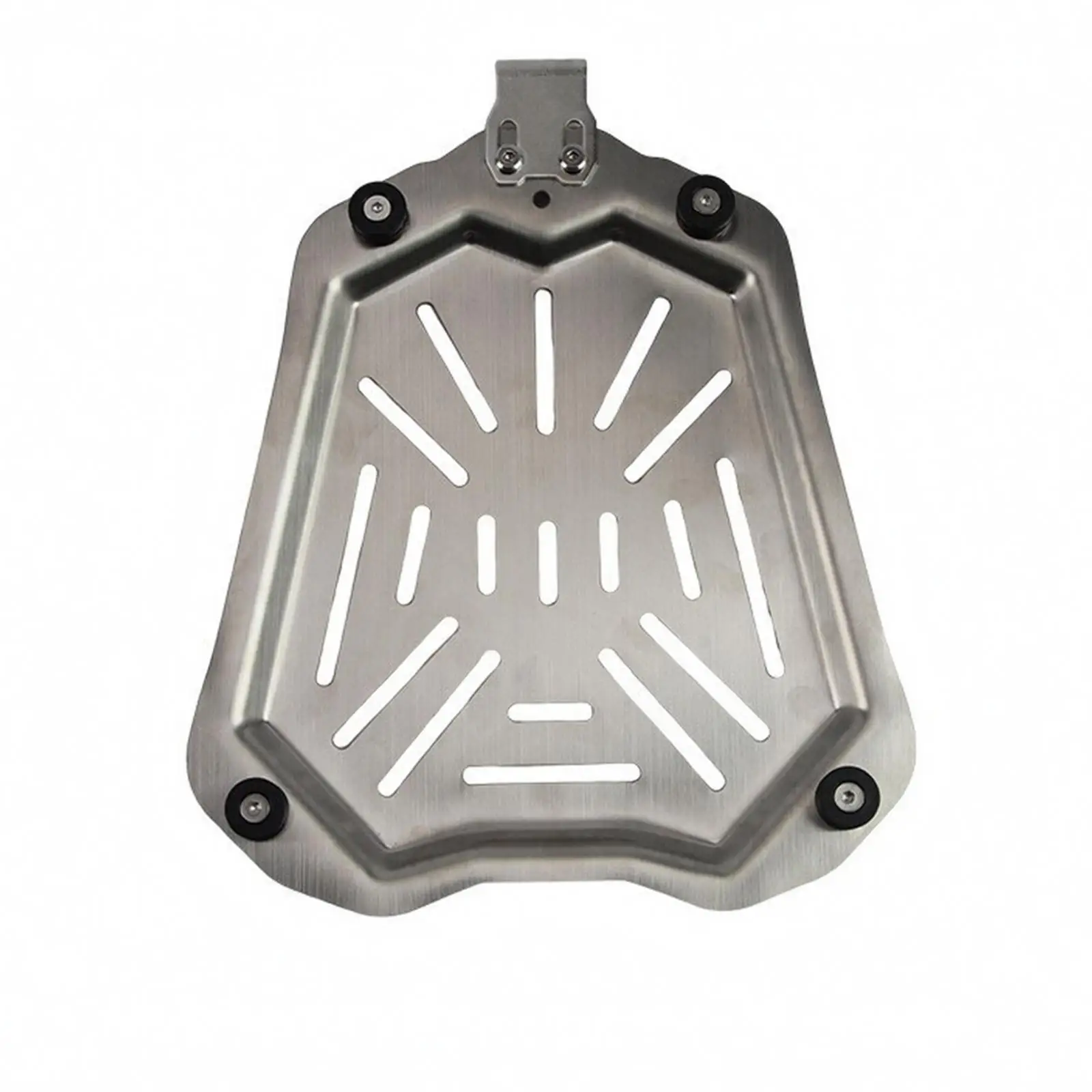 Brushed Steel Motorcycle Top Case Mounting Plate with Four Black Pads for Secure Fit