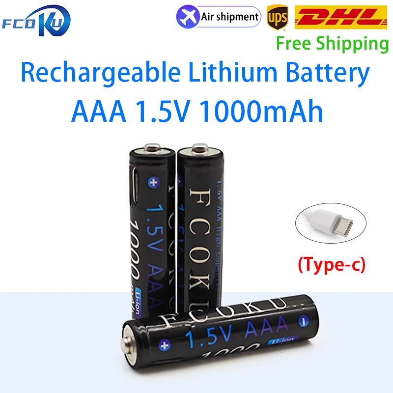 

AAA 1.5V 1000mAh USB Rechargeable Lithium Ion Battery,For MP3 Player Wireless Mouse Remote Control AAA 1.5V Battery