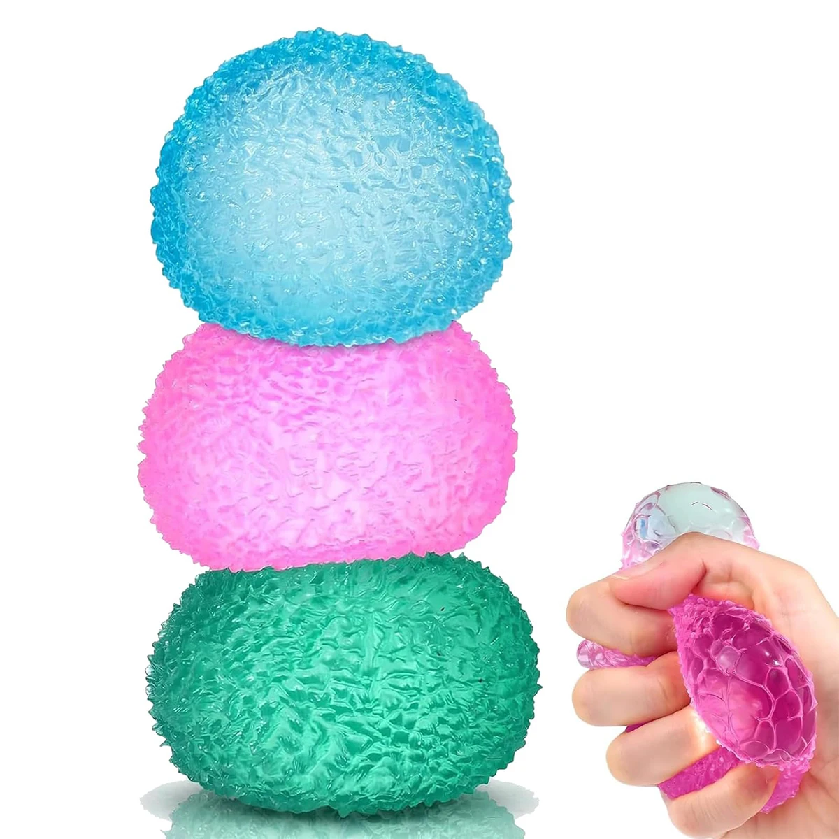 

Мягкая разноцветная текстурированная игрушка-антистресс для детей: сжимаемый шарик из TPR, сенсорная игрушка-фиджет, кристаллический шарик-моти