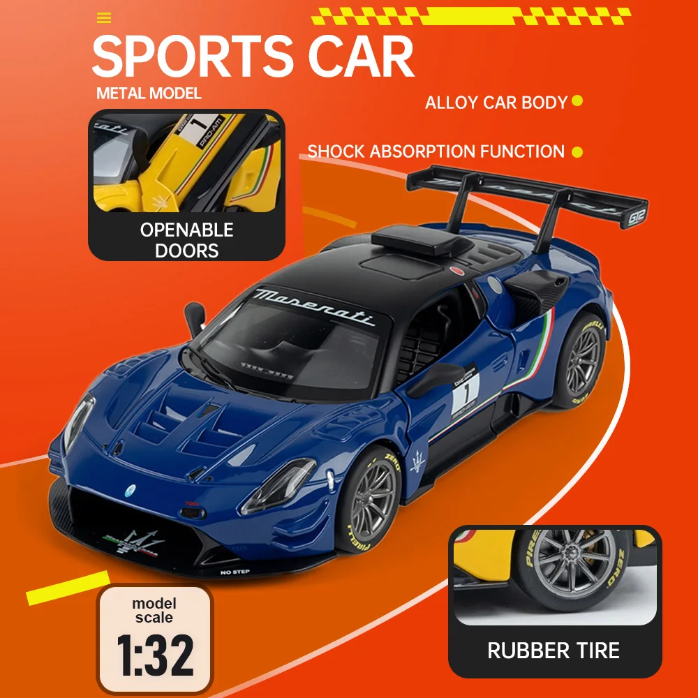 

1:32 GT2 Supercar Toy Models Alloy Diecast Doors Opened Shock Absorption Rubber Tires with Acrylic Box Sports Car Education Toys