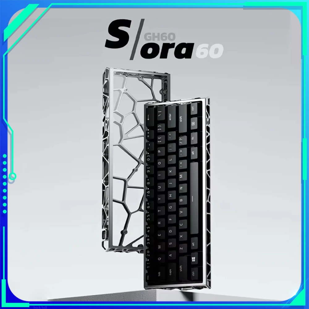 UR Studio Sora60 Mechanical Keyboard Shell CNC Aluminium Alloy Keyboard Shell Hollow Out Keyboard Case GH60 PC Accessory Custom