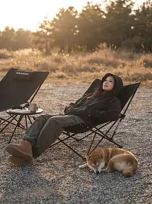 Blackdog Campingstuhl mit Kissen, Liegestuhl für Büro, Nickerchen, Zuhause, Outdoor, Klappbarer Stuhl für Strand, Angeln, Reisen – Detail 7