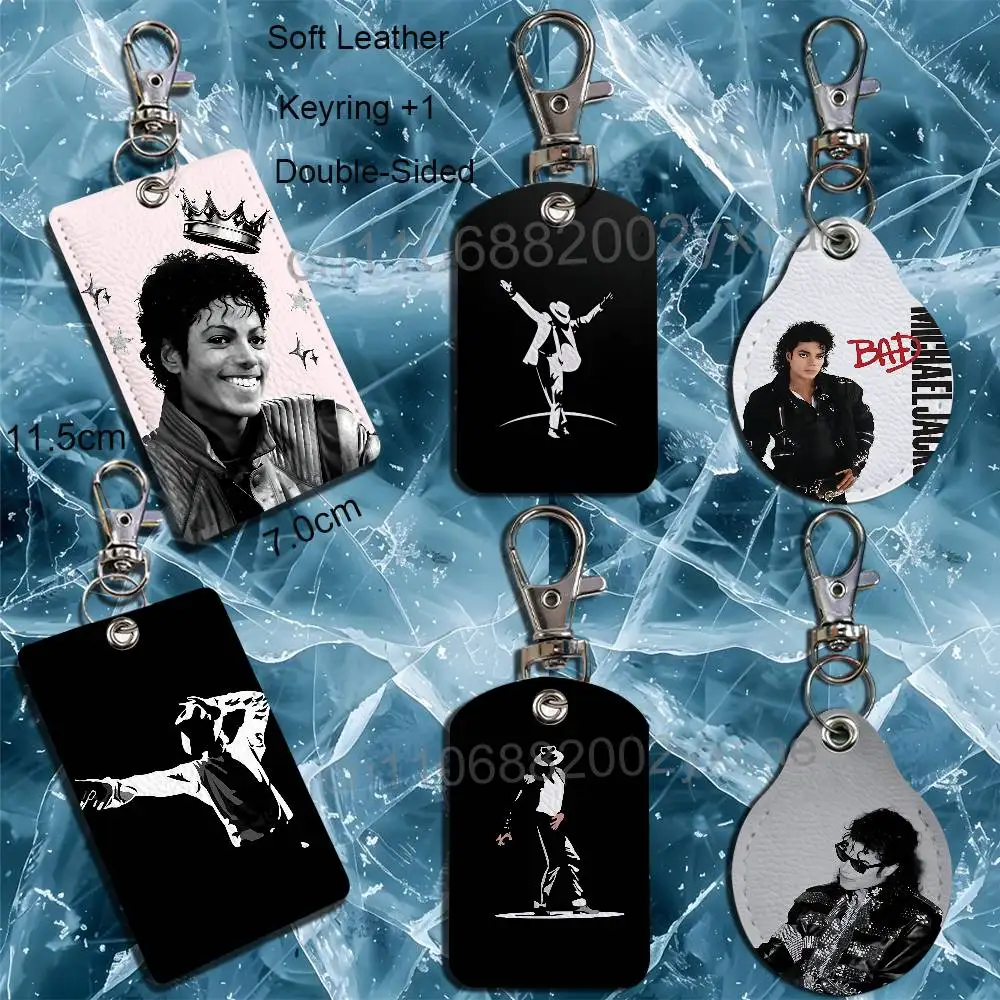 MJ first-rate Michael Jackson Leather Keychain Badge Holder with Lanyard - ID/Access Card Holder, Key Ring Accessory Gift Option