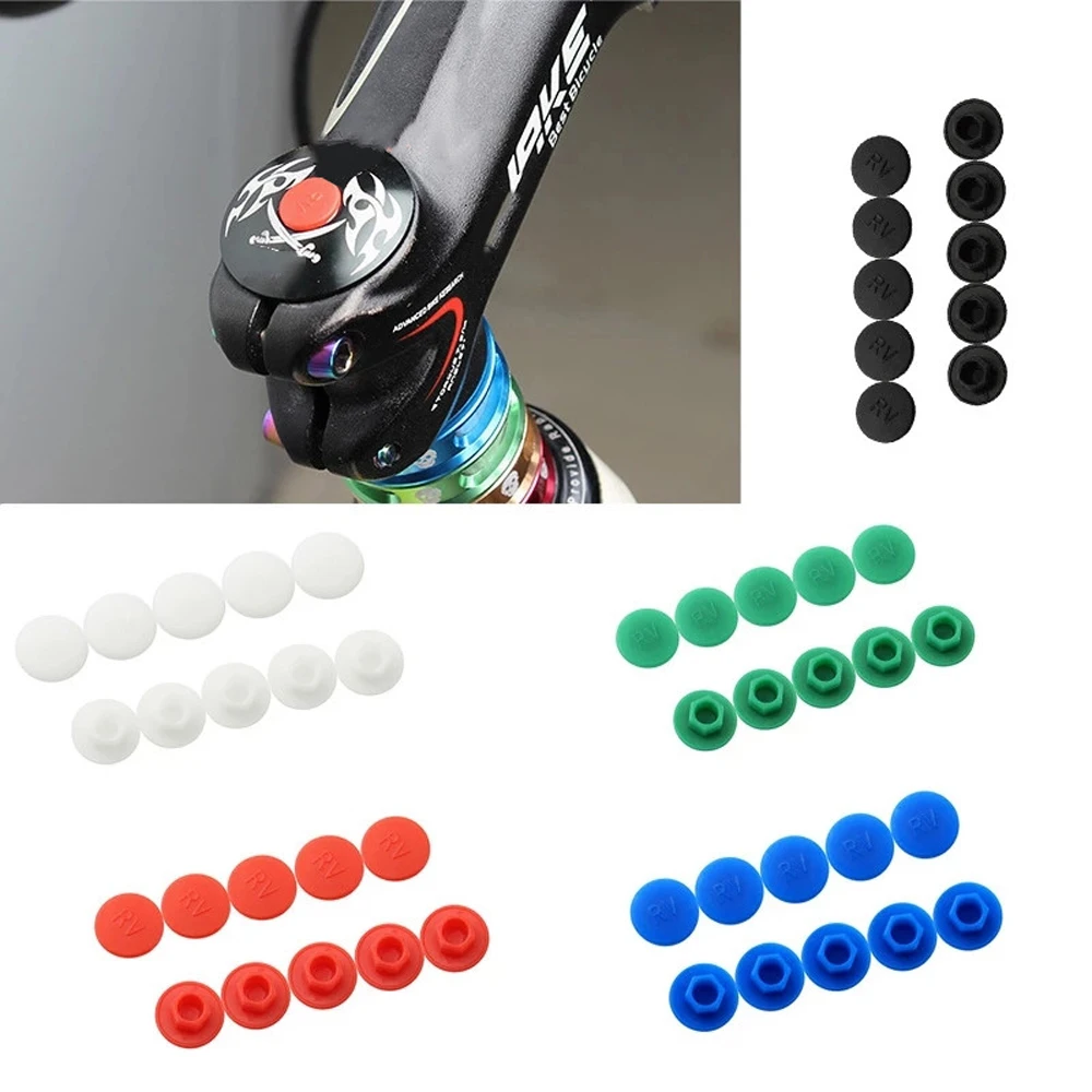 Bicycle Stem Protective M5 Screw Mountain Bike Dust-Proof Screw Caps Bike Headset Stem Hexagon Bolt Cover Hexagon Screws Cap