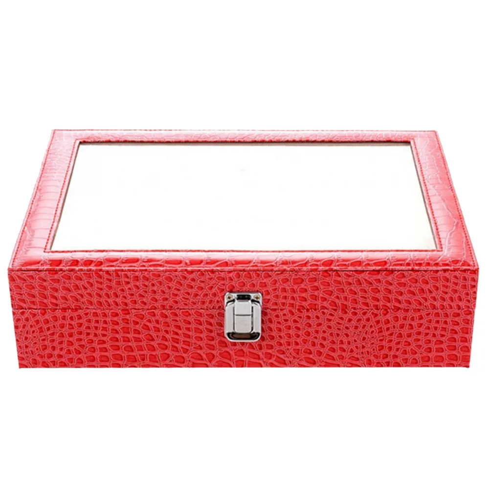 1pc Pu 8 Grids Sunglasses and Glasses Storage and Display Box Alligator Grain Clear Window Glasses Storage Case for Home Shop (R