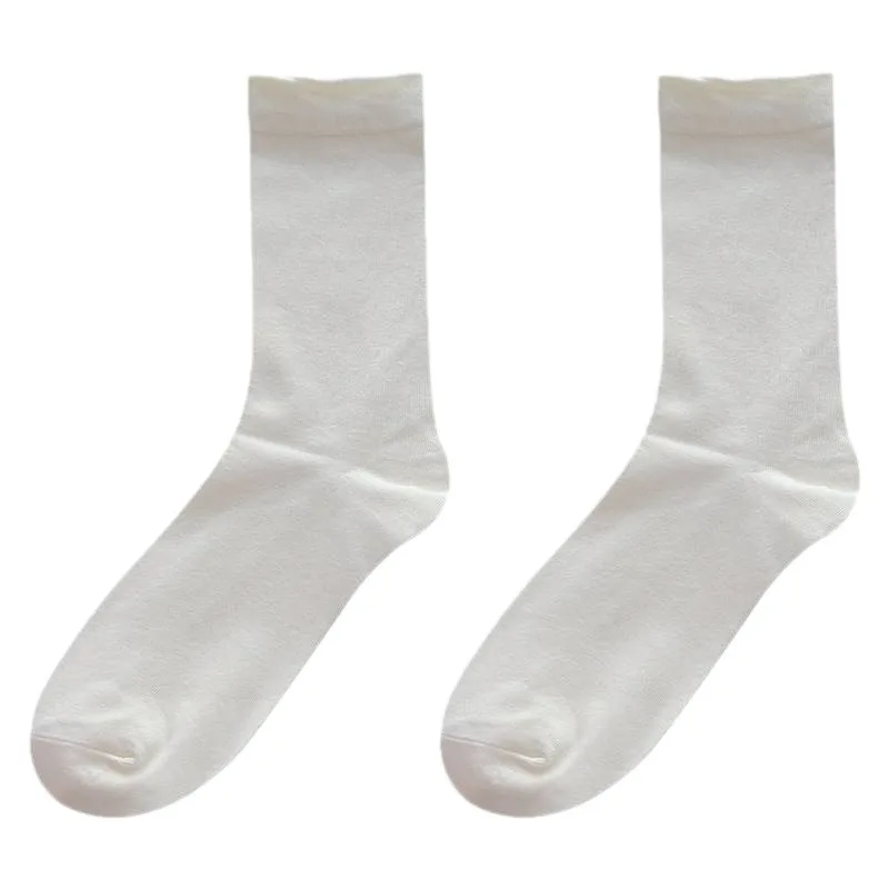 Women's Spring and Autumn Cotton Summer Mid tube Socks Ins Trendy Solid Color Stacked Socks Boneless Socks