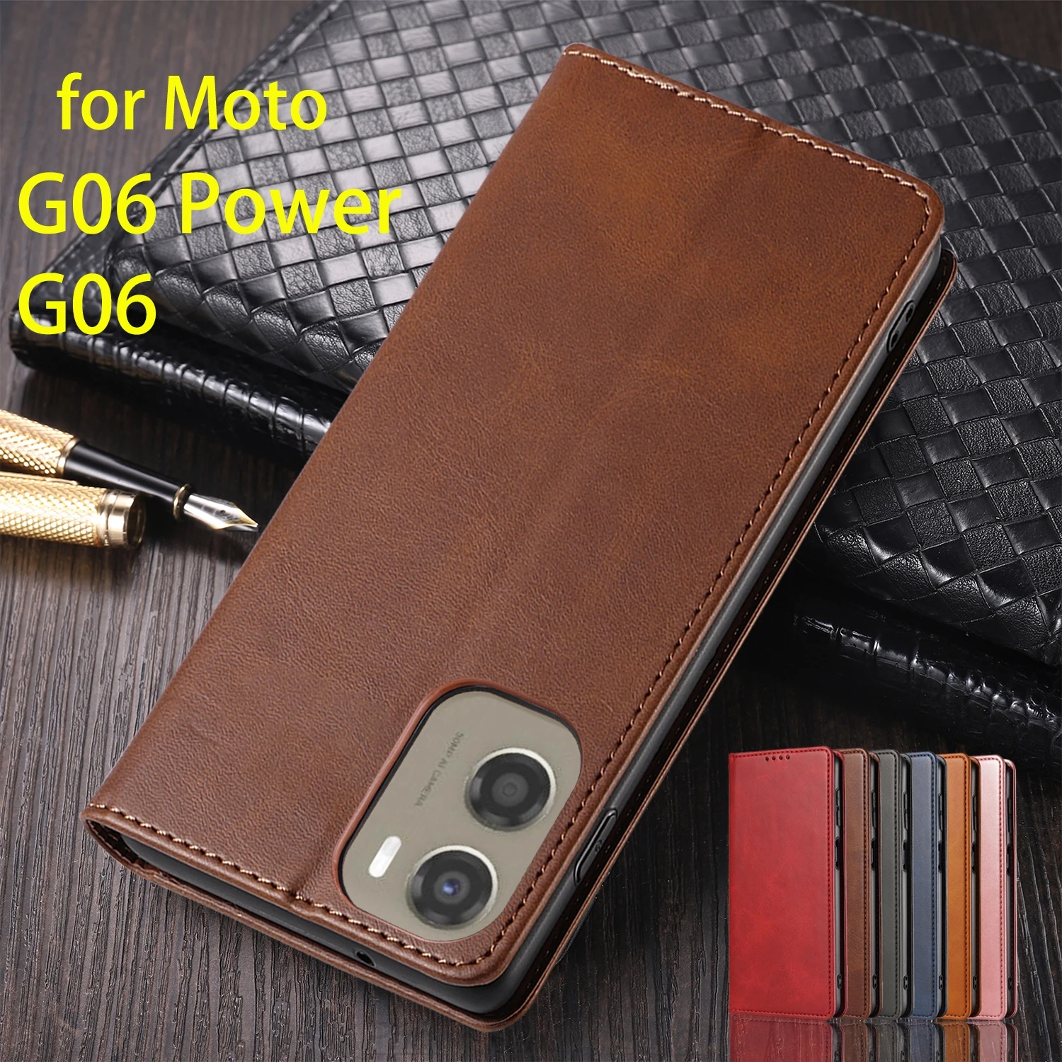 Funda de cuero para Motorola Moto G06 / G06 Power, funda con tapa, tarjetero, funda tipo billetera de atracción magnética, Capa Fundas Coque
