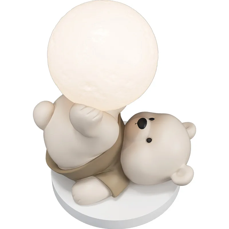 Light Luxury Creative Cute Little Bear Footsteps Night Light Resin Decoration Home Decoration Birthday Gift Art Decoration