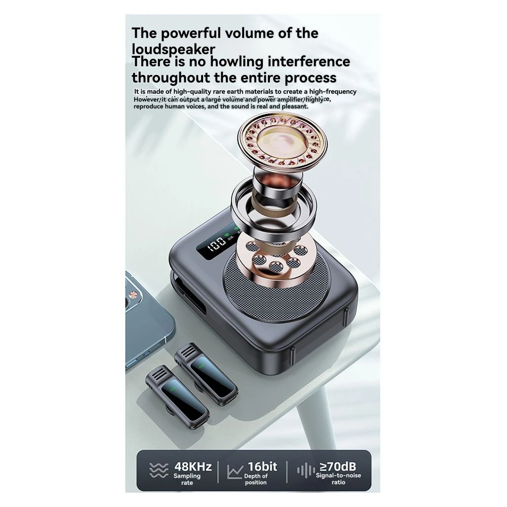 A24U Bluetooth Voice Amplifier With Magnetic Wireless Lavalier Lapel Microphone, For Classroom/Yoga/Conference