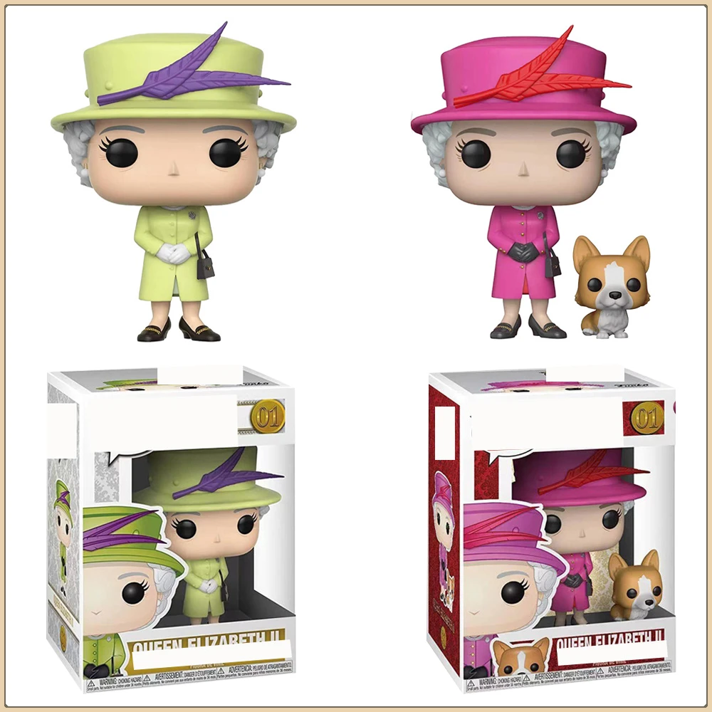 

FUNKO POP England Queen Elizabeth II Action Toy Figures Renowned Deeply Loved Female Elegant Cute Q-version Model Collect Gift