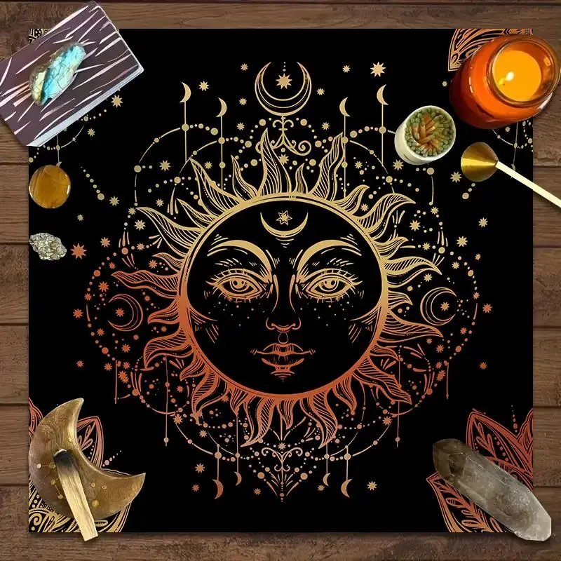 VIKAMA Tree of Life Altar Cloth Tarot Tablecloth Moon Phase Divination Oracle Card Mat Spiritual Home Decor