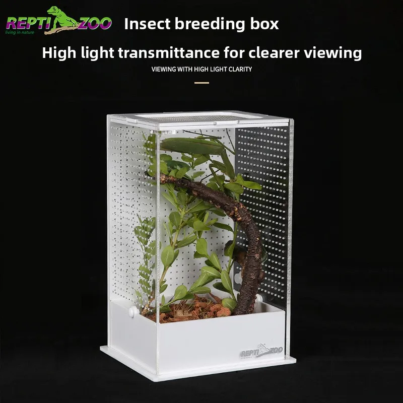 

Reptizoo Acrylic Insect Observation&Rearing Box-Ventilated Enclosure for Crickets,Mantis,Katydids,Singing Insects&Small Critters