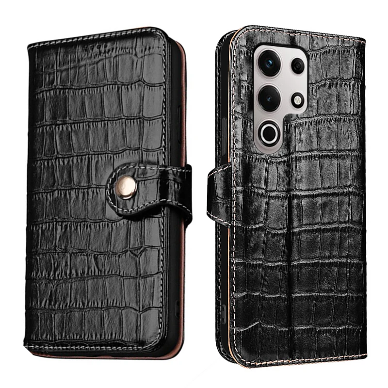 

Чехол-кошелек из натуральной кожи с текстурой крокодила, противоударный чехол для Itel S25 Ultra S24 S23 + Filp с магнитной кнопкой