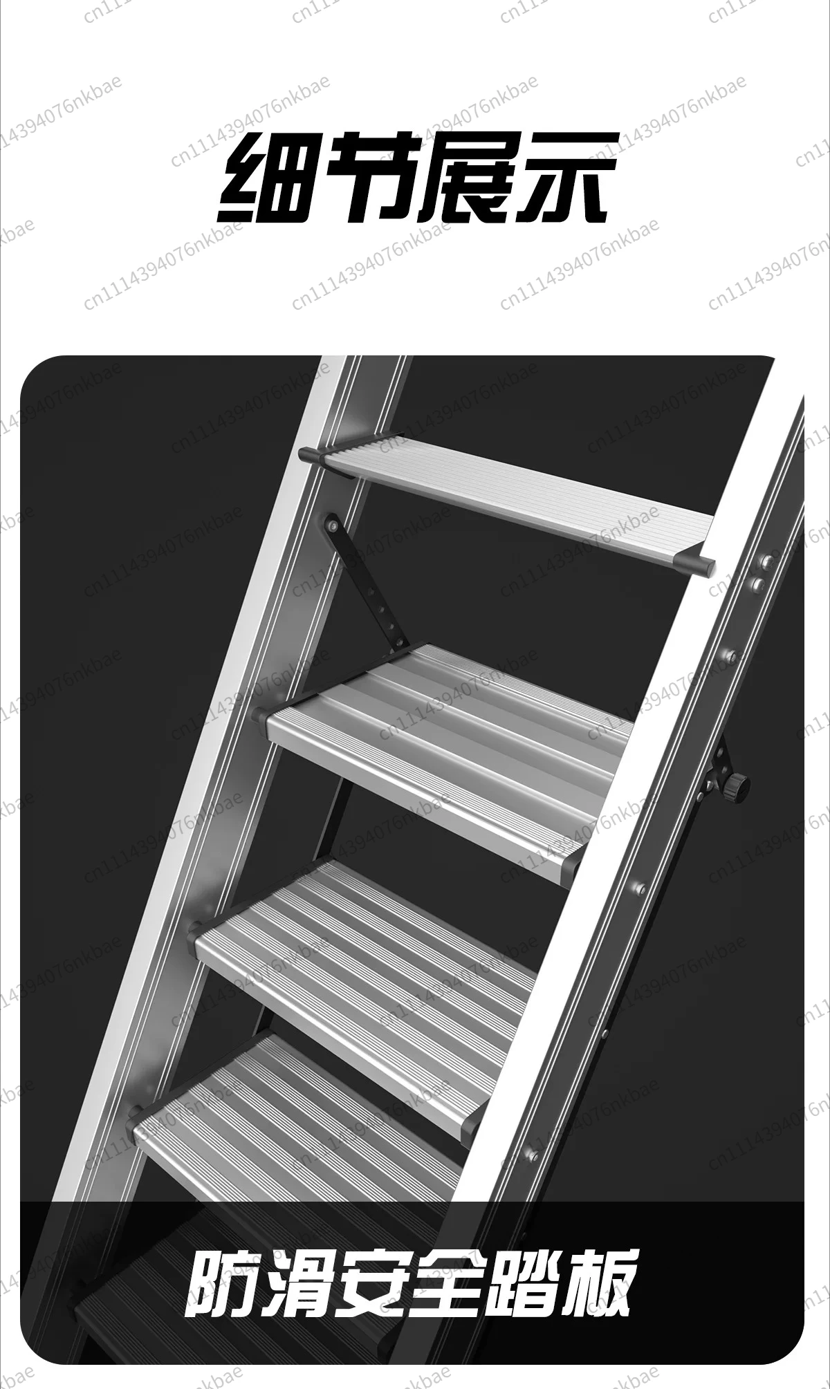 Thickened Aluminum Foldable Attic Stair Ladder, Portable Multifunctional Step Ladder for Kitchen, Home & Outdoor Climbing Work image 5