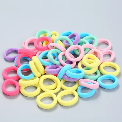 Imagen 2 del producto 100/200 Uds. Bandas negras de alta elasticidad para el cabello para niñas, diadema, lazos de goma, coleteros, accesorios para el cabello para niñas