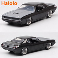 1:24 1973 Plymouth Barracuda Scale Vintage Diecast Toy Vehicle Metal Pony Auto Muscle Racing Car Model Collectibles J18