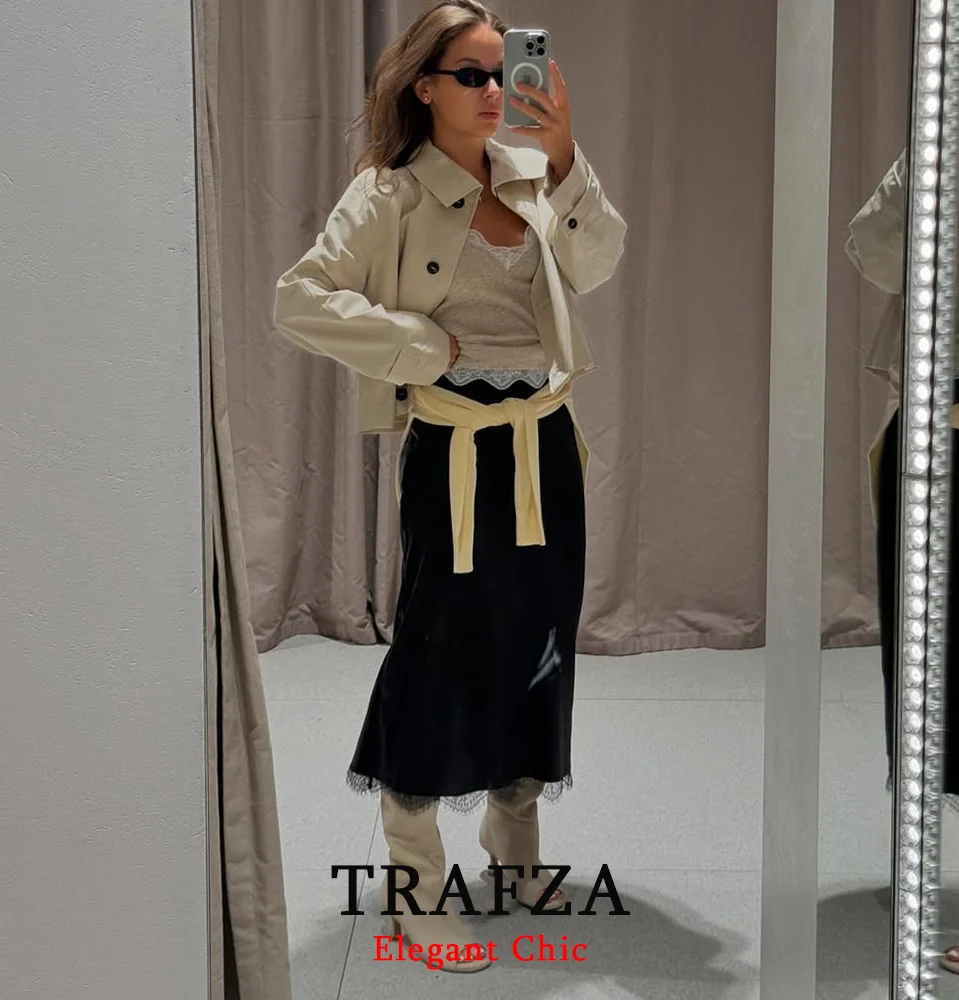 

KONDALA Women Casual Chic Windbreaker Jacket Lapel Buttons Short Jacket 2025 Spring Fall Fashion High Street Commute Lady Jacket