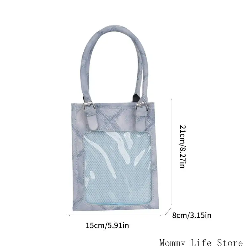 Fashionable Shoulder Bag PU Leather Crossbody Bag With Clear Display Designs Top Handle Purse For Student Girls