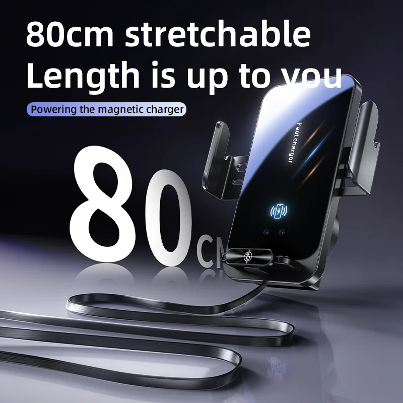 Новое обновление HONGYUE SD06, беспроводное автомобильное зарядное устройство, 66 Вт, выдвижной кабель для быстрой зарядки, универсальный держатель для телефона для iPhone 15/14 Новое обновление HONGYUE SD06, беспроводное автомобильное зарядное устройство, 66 Вт, выдвижной кабель для быстрой зарядки, универсальный держатель для телефона для iPhone 15/14