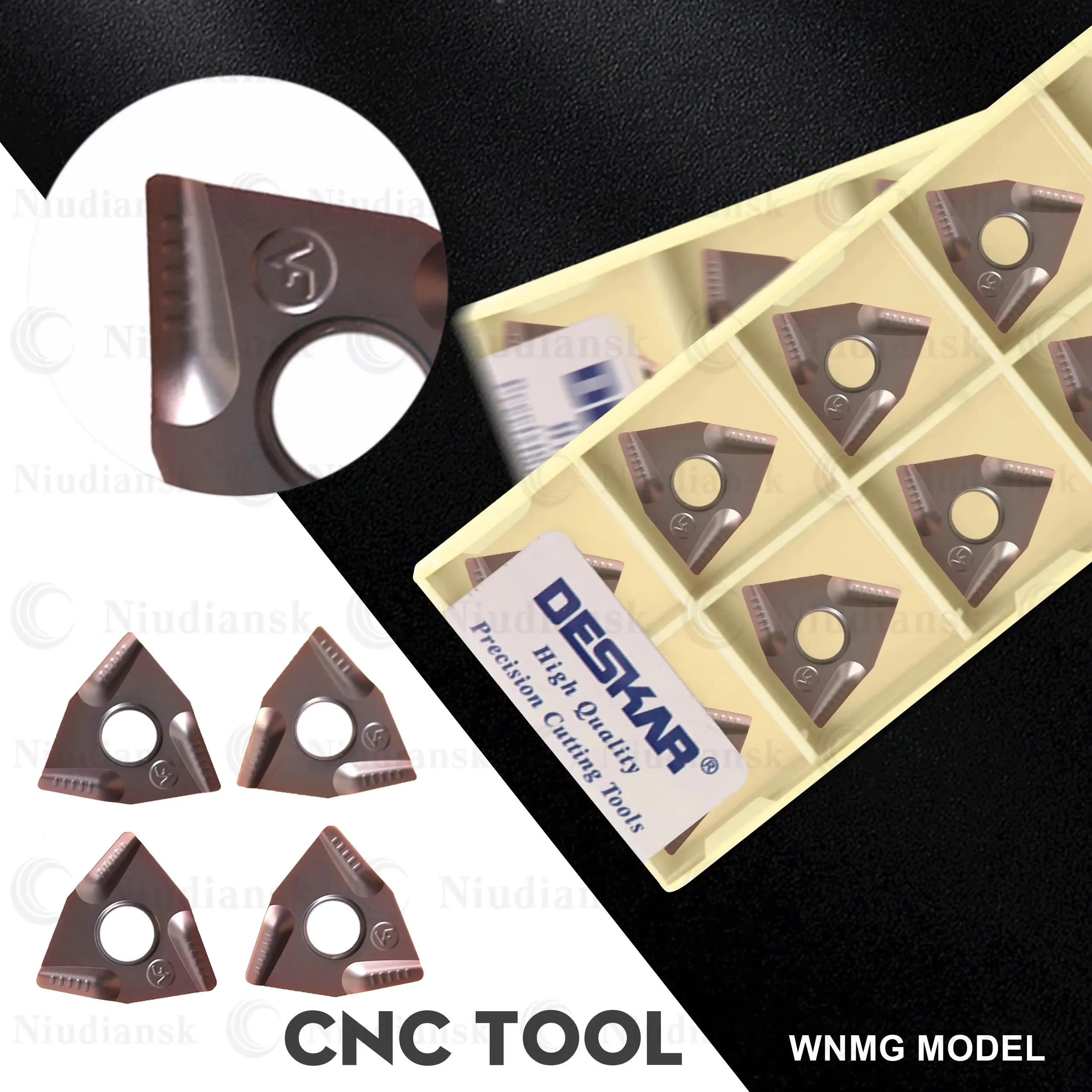 

WNMG080404R-VF WNMG080408L-VF LF6018 CNC Lathe Peach Shaped Outer Circle Cutting Blade Turning Tools Processing Stainless Steel