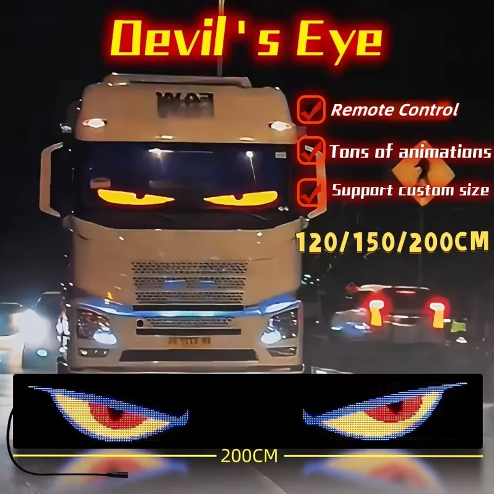 

New Remote Control Truck Devil Eye Led Soft Foldable Matrix Pixel Panel Light Graffiti Scrolling Stickup Text Board Windshield