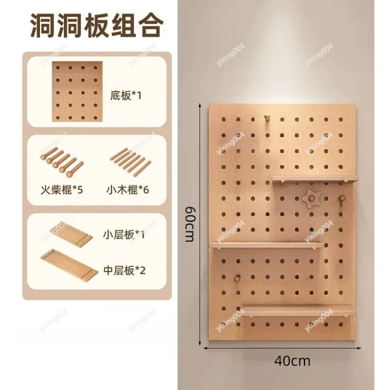 Wall Mounted Pegboard Storage Shelf Wooden Entryway Display Organizer for Home Wall Decor