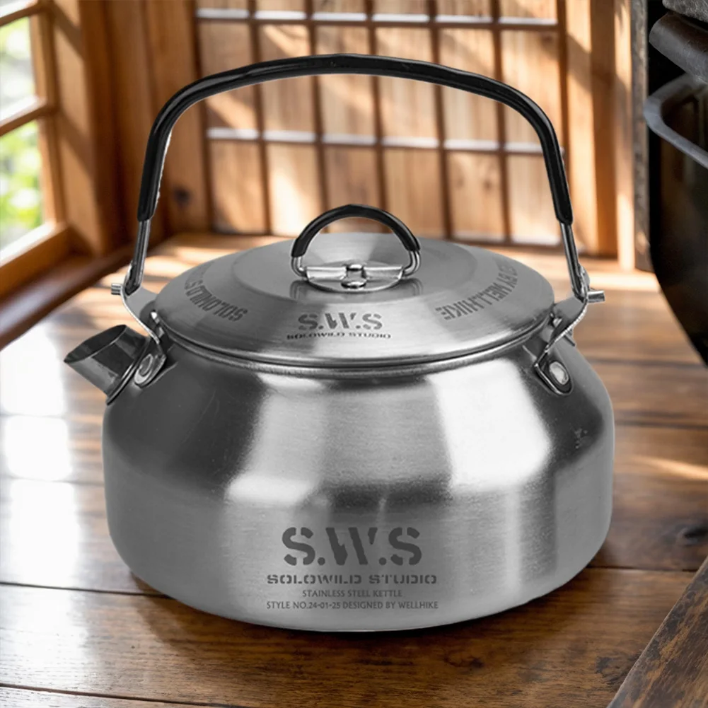 Camping Kettle with 800ml Capacity Food Grade Stainless Steel Lightweight Durable Travel Water Boiler for Outdoor Adventures