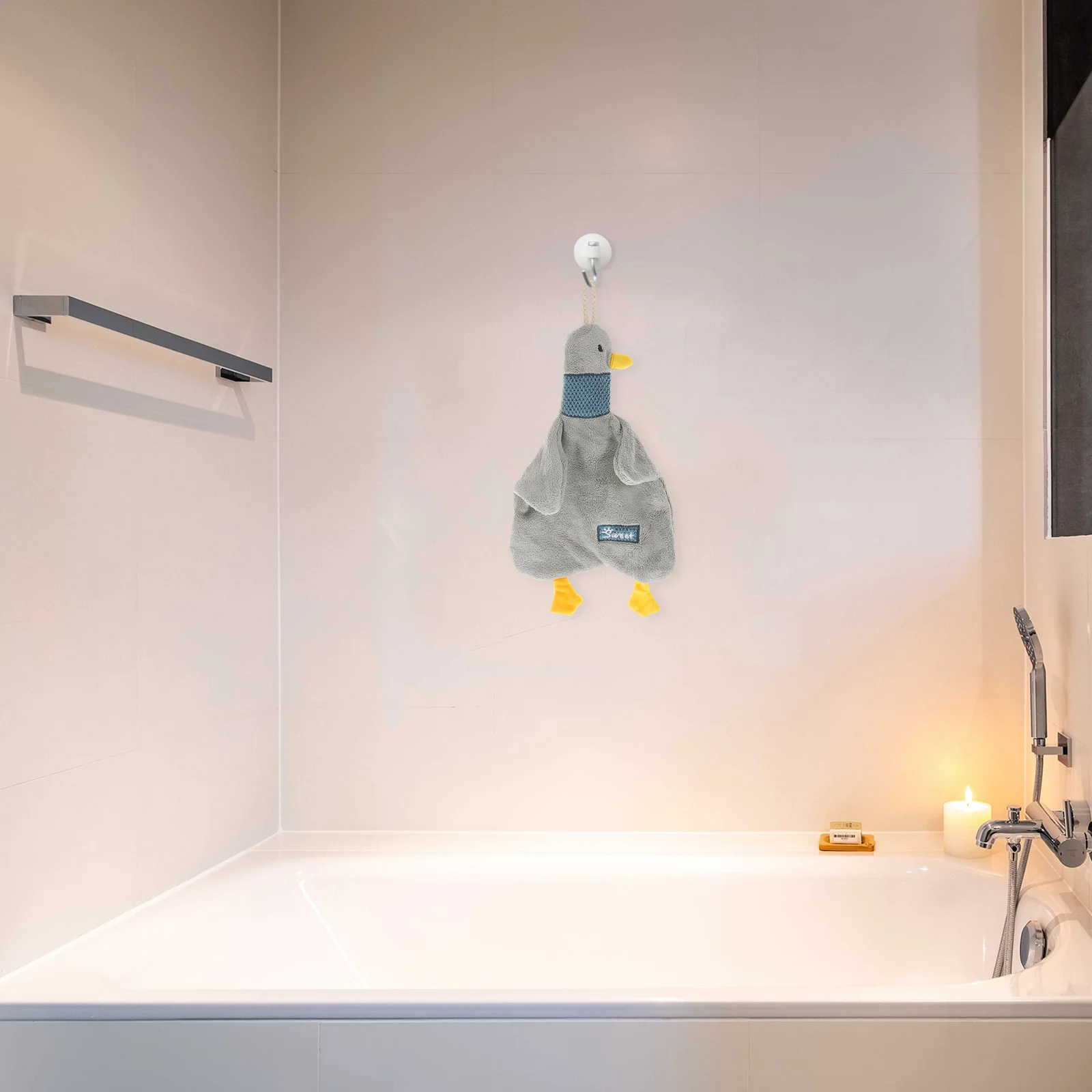 

Cartoon Duck Coral Fleece Absorbent Hand Towel Hanging Loop Kitchen Bathroom Decorative Hanging Hand Towels