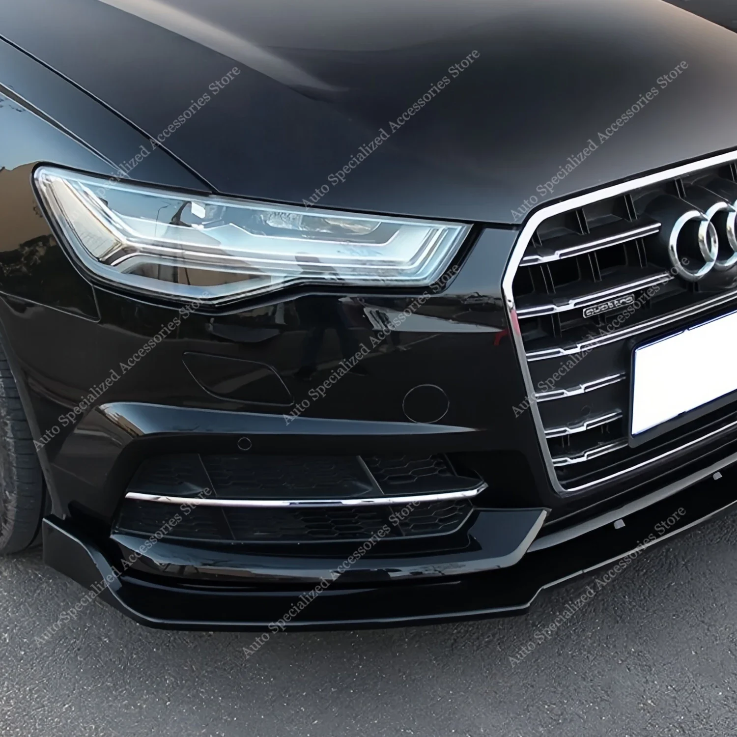 Gloss Black Front Bumper Lip Spoiler Splitter Diffuser For AUDI A6 S6 4G TFSI FSI TDI S-Line 2015-2018 Facelift Bodykits Tuning